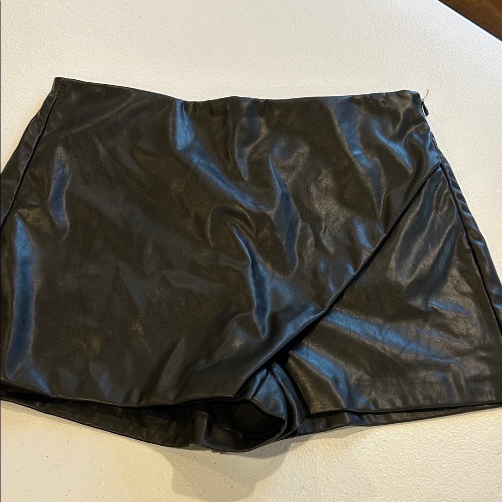 Buddy Love Black Faux Leather Skort